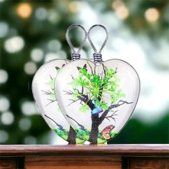 Resin Flower Pressed & Tree Heart Pendant Charm Stainless Steel Necklace - Picture 3 of 3